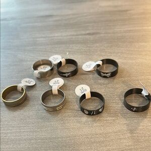 Set of Black and Silver Rings
